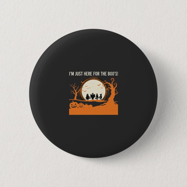 Halloween Boo Ghost Silhouette Button (Front)