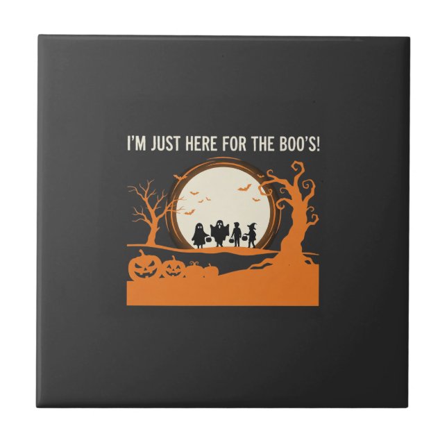 Halloween Boo Ghost Silhouette Ceramic Tile (Front)
