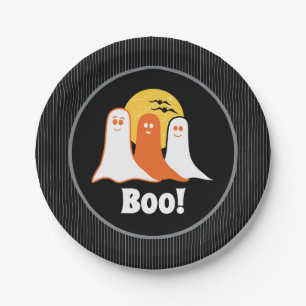 Halloween Boo Ghosts, kids, family Paper Plates