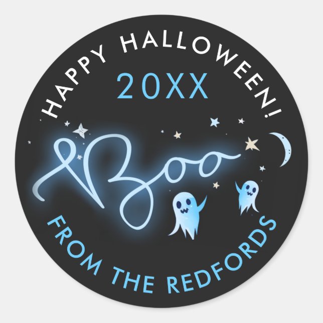 Halloween Boo Ghosts Night Haunted Party Classic Round Sticker (Front)