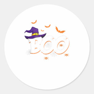 Halloween Boo Gift Witch Hat Spider Trick or Treat Classic Round Sticker