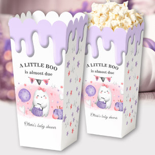 Halloween Boo Girl Baby Shower Pink Purple Popcorn Favor Boxes