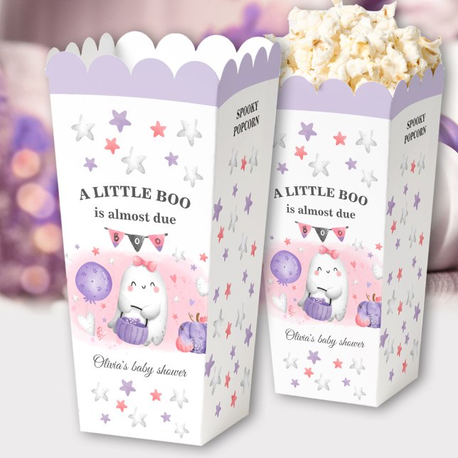 Halloween Boo Girl Baby Shower Purple Pink Popcorn Favor Boxes (Halloween Boo Girl Baby Shower Purple Pink Popcorn Favor Boxes)