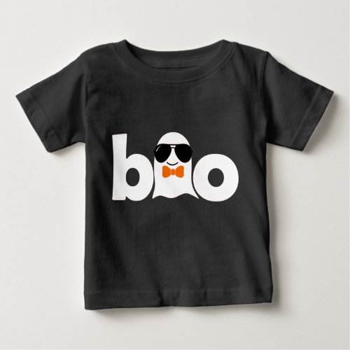 Halloween Boo Hipster Boy Ghost Sunglasses Baby T_Shirt