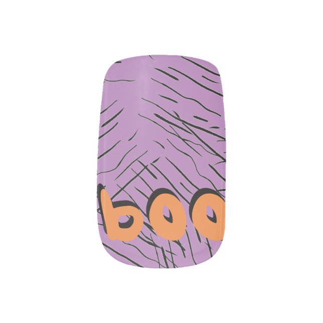 Halloween Boo Lettering Abstract  Minx Nail Art (Right Thumb)