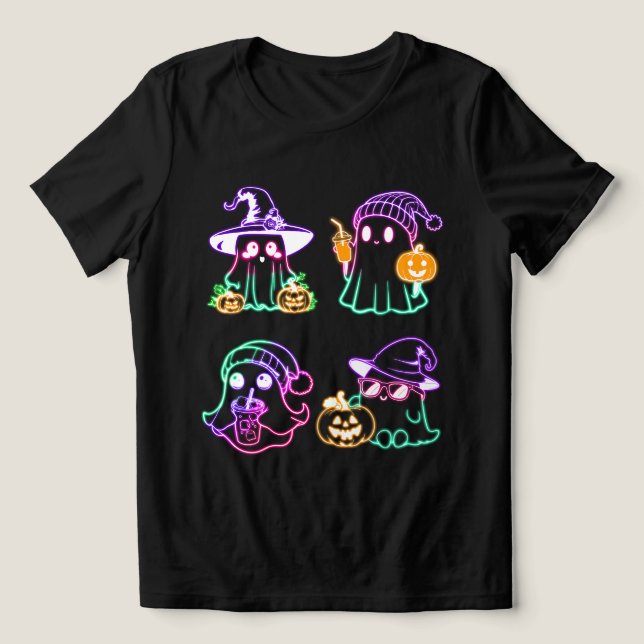 Halloween Boo Neon Ghost Tri-Blend Shirt (Design Front)