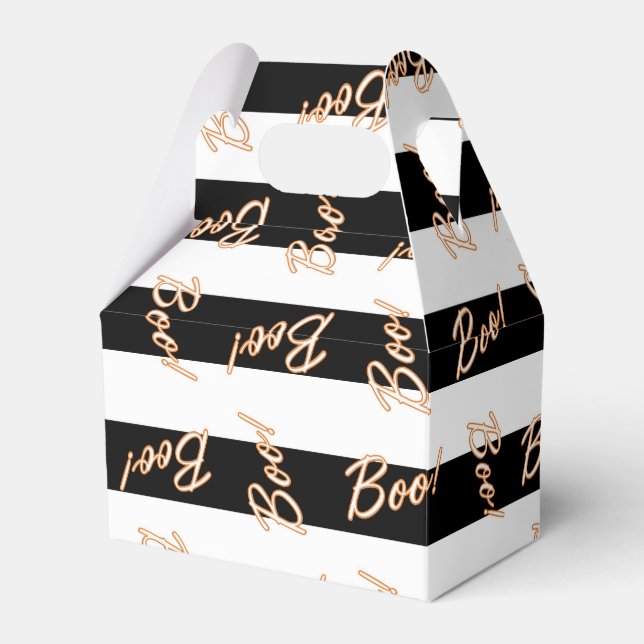 Halloween BOO Orange Black White Party Favor Boxes (Front Side)