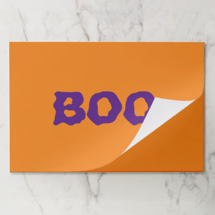 Halloween Boo orange purple spooky paper placemats
