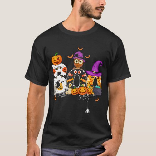 Halloween Boo Owl Witch Hat Spider Pumpkin Boy T_Shirt
