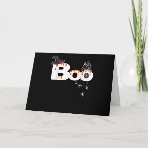 Halloween Boo Owl With Witch Hat Spider Kids Girls Card
