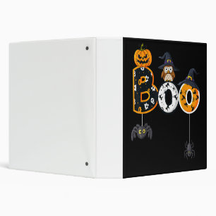 Halloween Boo Owl With Witch Hat Spiders 3 Ring Binder