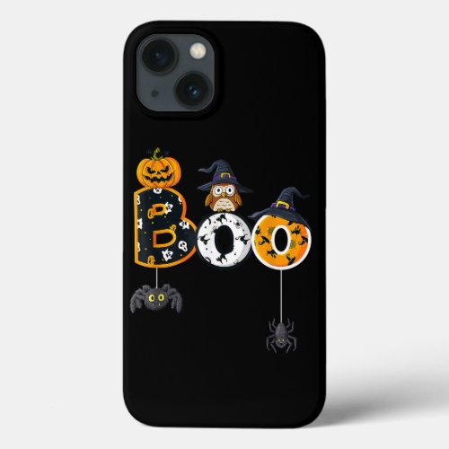 Halloween Boo Owl With Witch Hat Spiders Boys Girl iPhone 13 Case