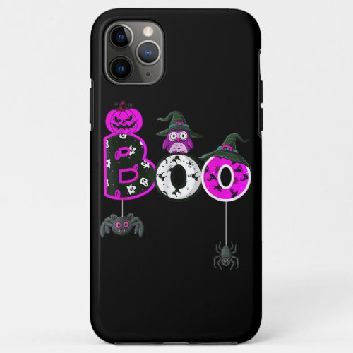 Halloween Boo Owl With Witch Hat Spiders Boys Girl iPhone 11 Pro Max Case