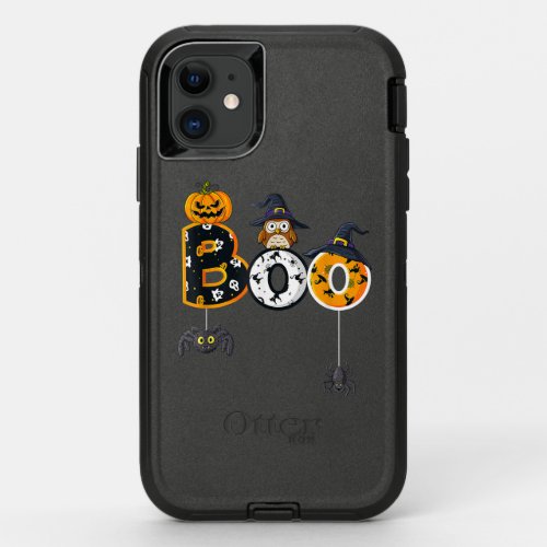Halloween Boo Owl With Witch Hat Spiders Boys Girl OtterBox Defender iPhone 11 Case
