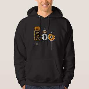 Halloween Boo Owl With Witch Hat Spiders Hoodie
