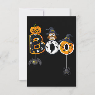 Halloween Boo Owl With Witch Hat Spiders Note Card