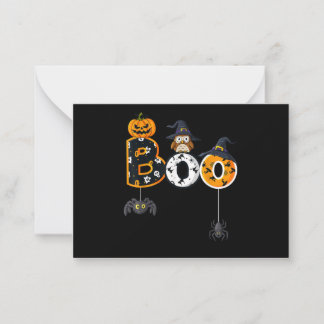 Halloween Boo Owl With Witch Hat Spiders Note Card