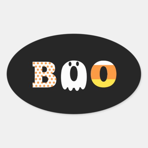 Halloween boo patterned festive oval sticker