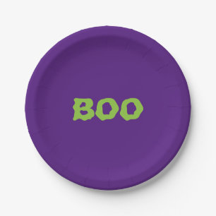 Halloween Boo purple green spooky Paper Plates