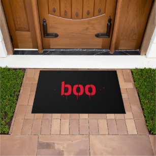 Halloween boo red bloody black scary doormat