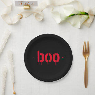 Halloween boo red bloody black scary paper plates