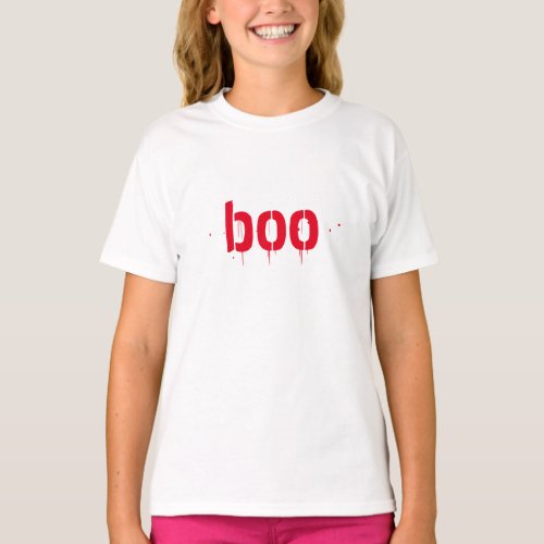 Halloween boo red bloody scary kids T_Shirt