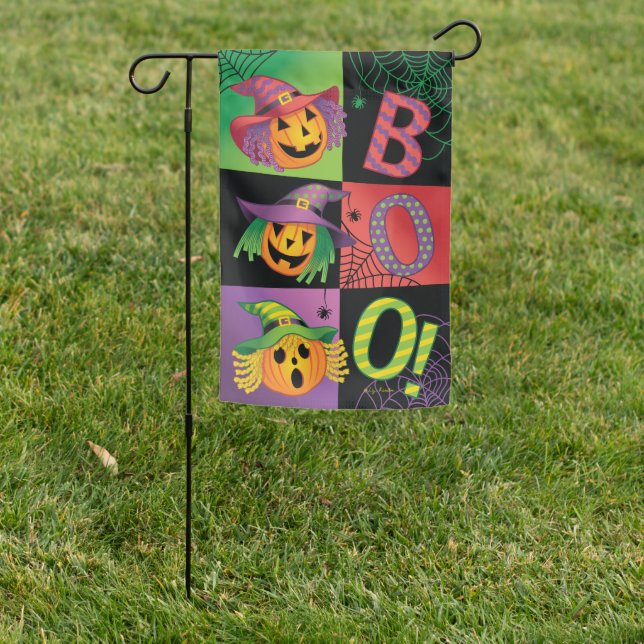 Halloween Boo Reversible Garden Flag (In SItu)