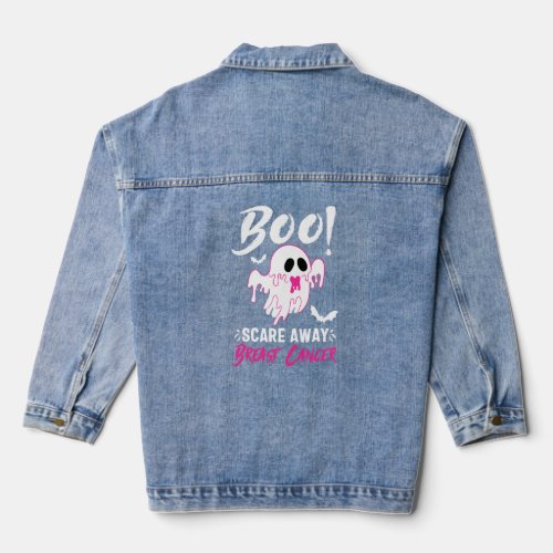 Halloween Boo Scare Away Breast Cancer T_shirt Denim Jacket