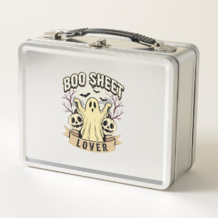 Halloween Boo Sheet Lover Ghost Moon Metal Lunch Box