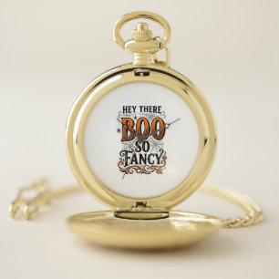 Halloween Boo Shirt Vintage Engraving Spooky Cute Pocket Watch