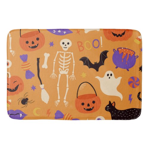 Halloween Boo Skeleton and Spooks Bath Mat