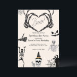 Halloween Boo Skeleton Birthday Invitation<br><div class="desc">Halloween Boo Skeleton Birthday Throw a spooktacular birthday with this Halloween Boo Skeleton Invitation! Featuring playful skeletons, spider webs, pumpkins, and spooky details, this invitation is perfect for a child’s birthday party or a fun Halloween-themed celebration. All text is fully editable, so you can personalize the name, age, date, and...</div>