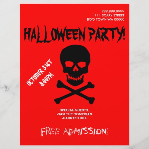 Halloween Boo Skull Party Announcement Flyer