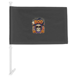 Halloween Boo Skull Sunglasses Vector Car Flag
