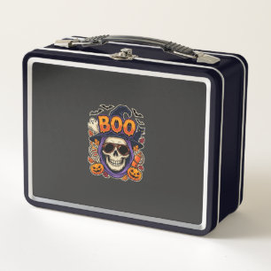 Halloween Boo Skull Sunglasses Vector Metal Lunch Box