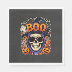 Halloween Boo Skull Sunglasses Vector Napkins