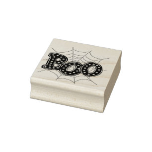 Halloween "Boo" Spider Web Rubber Stamp