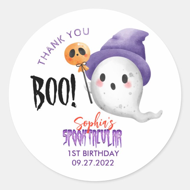 Halloween Boo Spooktacular Ghost Favor Classic Round Sticker (Front)
