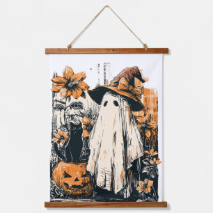 Halloween Boo Spooky Pumpkin Art Hanging Tapestry