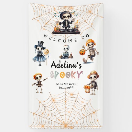 Halloween Boo Spooky Skeletons Costume Baby Shower Banner