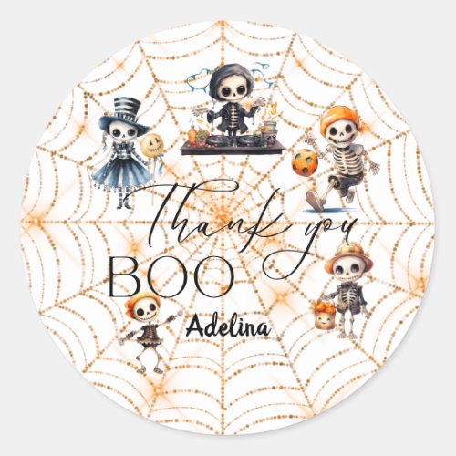 Halloween Boo Spooky Skeletons Costume Baby Shower Classic Round Sticker