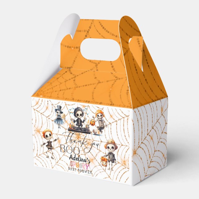 Halloween Boo Spooky Skeletons Costume Baby Shower Favor Boxes (Front Side)