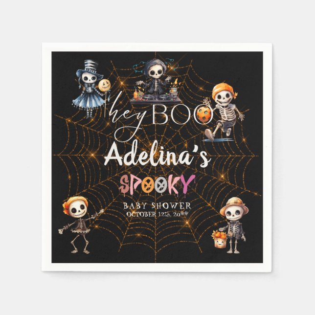 Halloween Boo Spooky Skeletons Costume Baby Shower Napkins (Front)