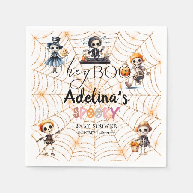 Halloween Boo Spooky Skeletons Costume Baby Shower Napkins (Front)