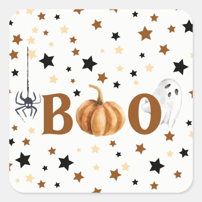 Halloween Boo Square Sticker (Front)