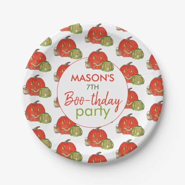 Halloween Boo-thday Birthday Paper Plates (Front)