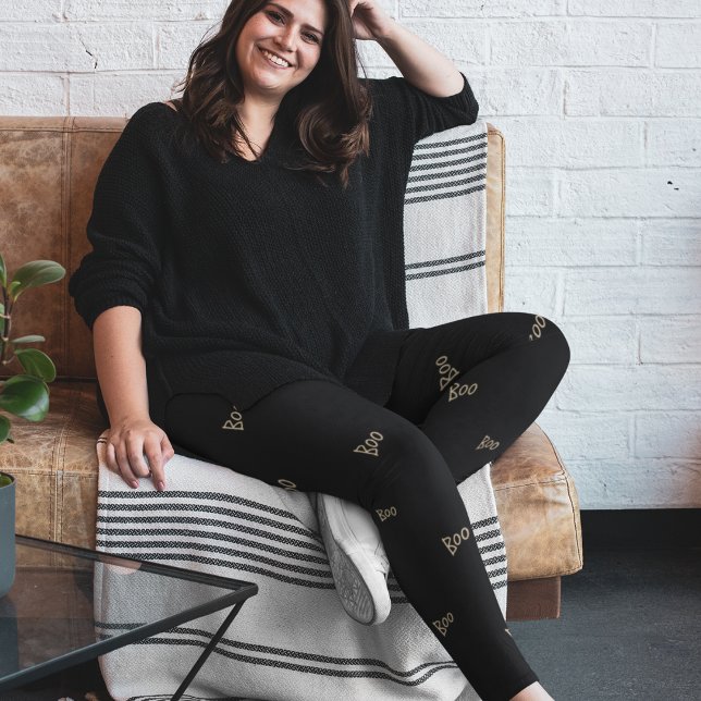 Halloween boo typography leggings (Creator Uploaded)