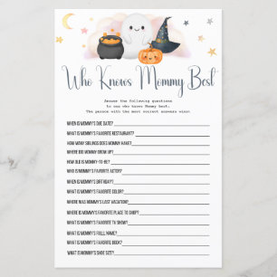 Halloween Boo Who know mommy best Shower Game 