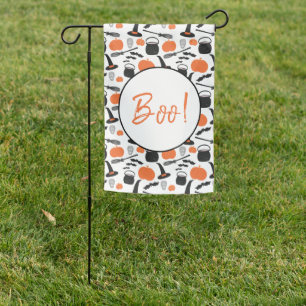 Halloween Boo Witch Pumpkin Bat Broomstick Garden Flag