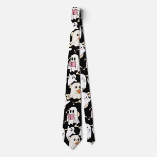 Halloween Boo with Bats HBB2501A.Black BG Neck Tie